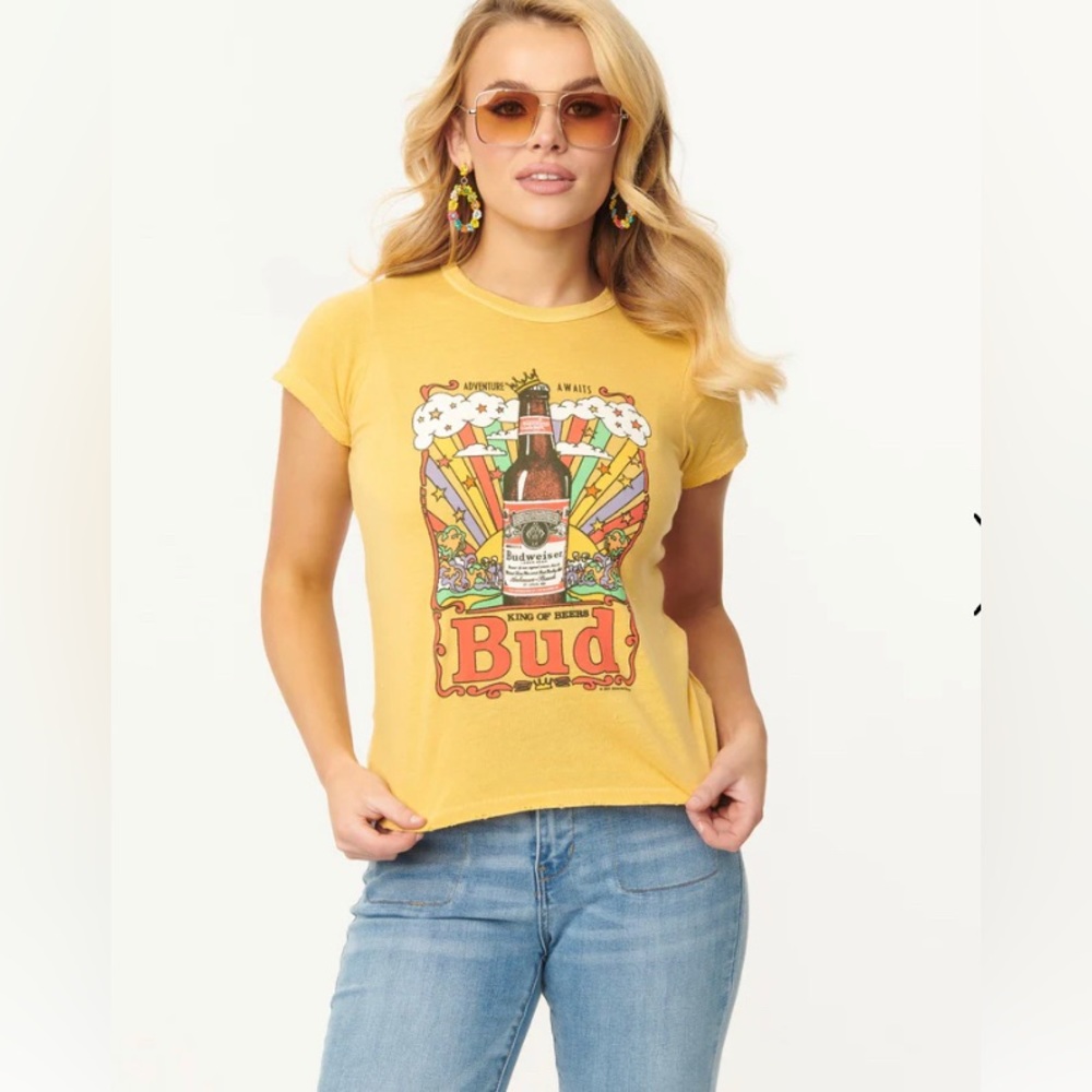 NWT Junkfood Raw Hem Brand Bud King Of Beers T-Shirt |Size Large